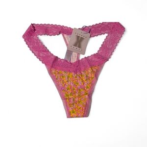 Savage X Fenty Pink Floral Lace Thong